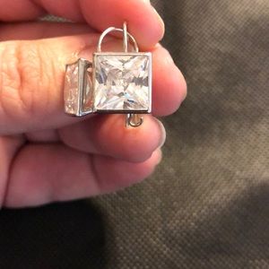 CZ silver tone “diamond” like earrings